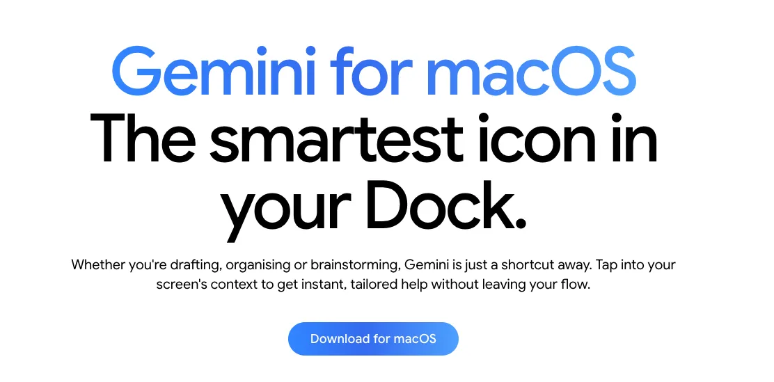 Gemini for Mac download page — the free Wispr Flow alternative install screen.