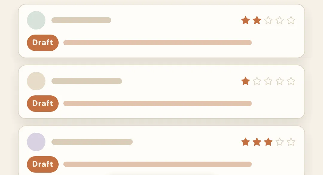 How to respond to Google reviews in one sitting: three reviews, each with a draft reply ready